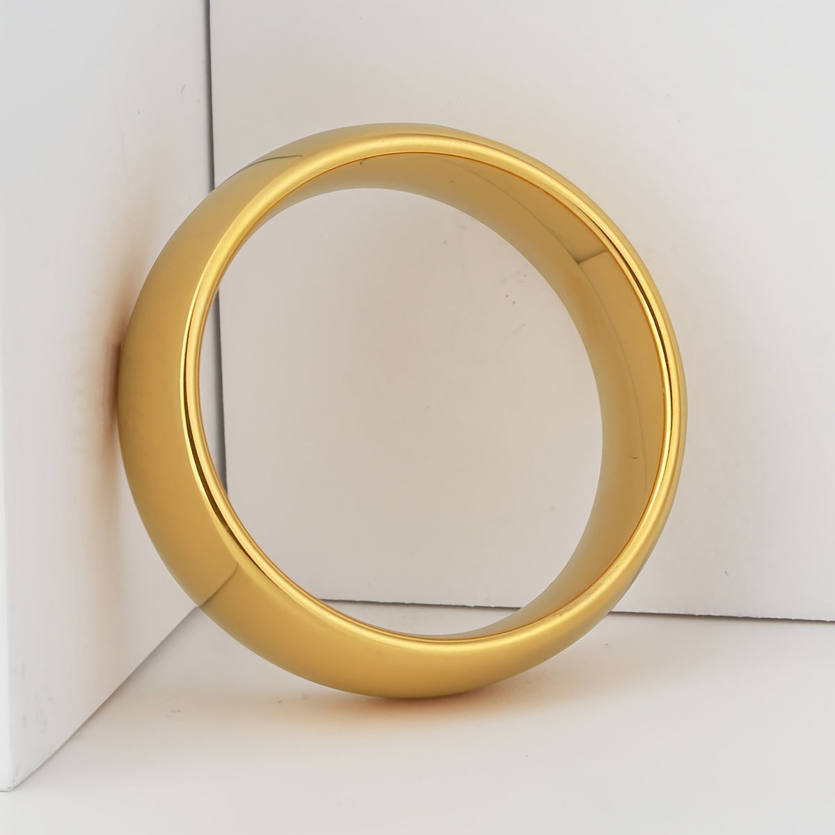 Men's 8Mm Tungsten Carbide Ring, Luxury Gold Plated Band
